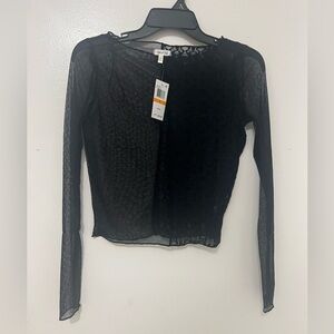 NWT Self E Mesh Black Long Sleeve Top. Size Small.